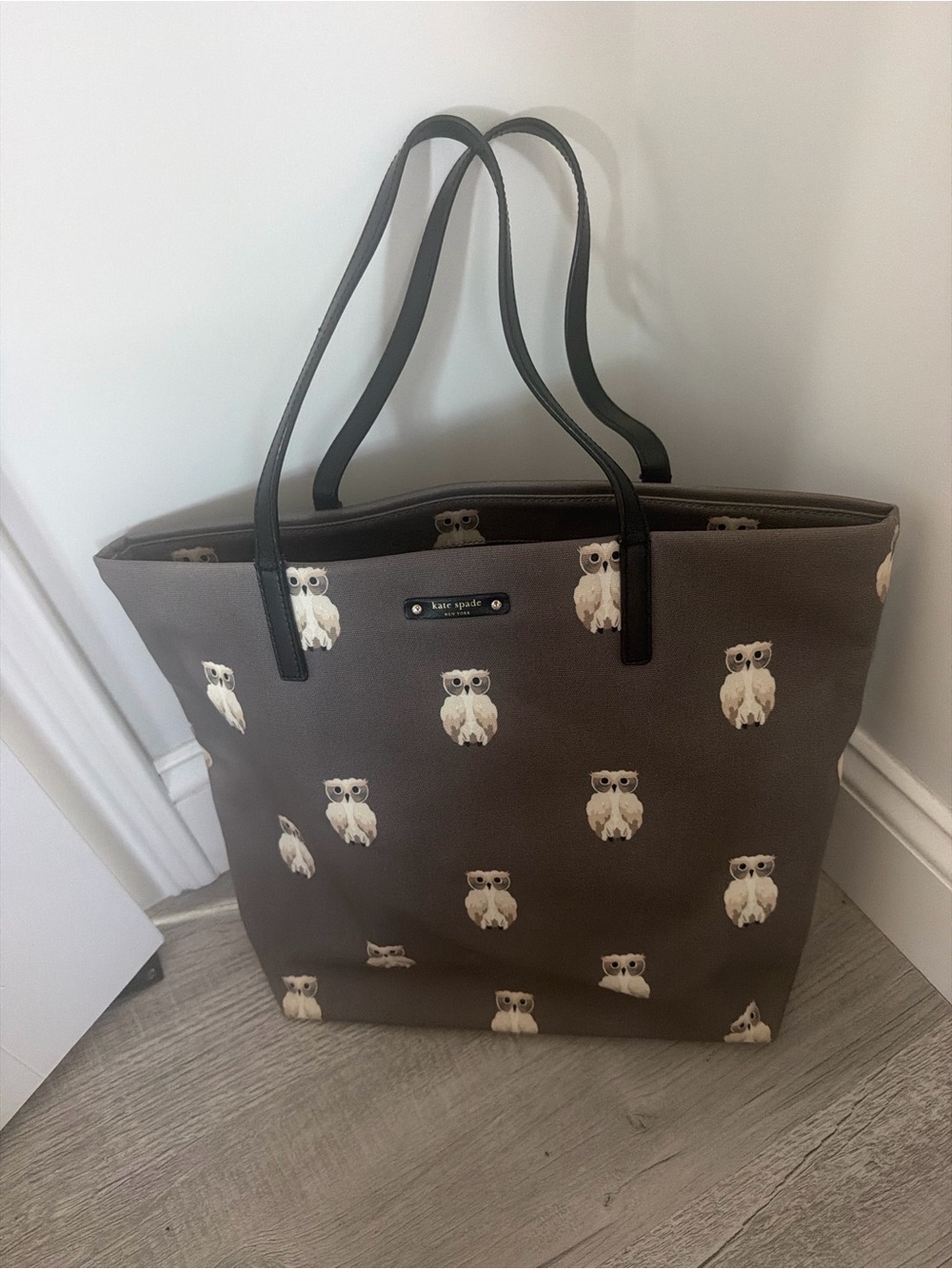 kate spade brown owl print tote